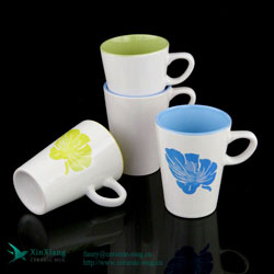 V Shape Ceramic mugs Leaf