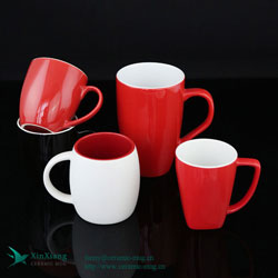 Red Color Glazed Ceramic Mugs 2