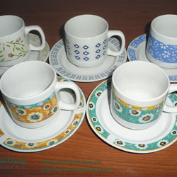 Color Glazed Ceramic Coffee Cup & Saucer