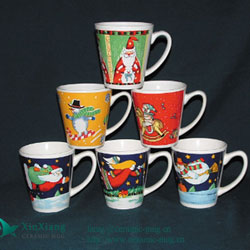 V Shape Color Glazed Ceramic mugs 2
