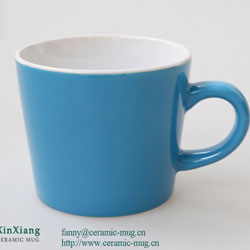 Blue Color Glazed Soup Ceramic Mugs