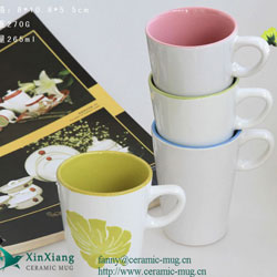 V Shape Ceramic Coffee Mugs Leaf