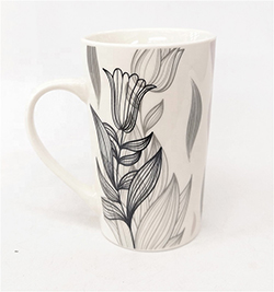 2019 Wholesale 12oz flower decal tall sublimation blanks white ceramic coffee mug 