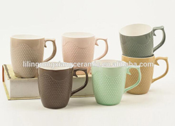 Hot sale new bone china embossed tea mug factory daily use drum shape ceramic mug