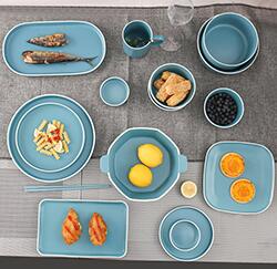High quality japanese style elegant custom porcelain sky blue dinnerware set