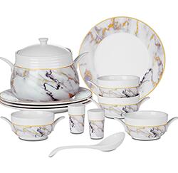 Factory price new bone china marble design ceramic soup tureen soup set tableware