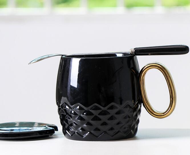 Nordic ceramic mug creative gold plated handle