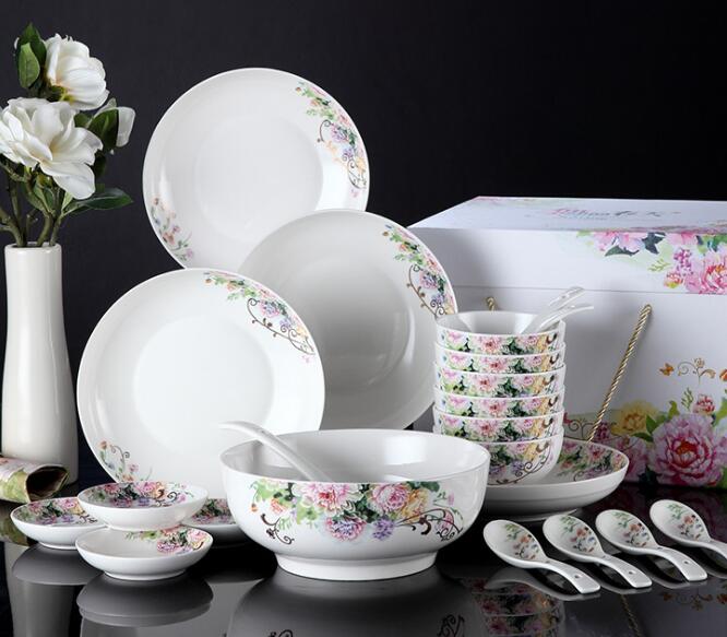 Chinese flower creative household ceramic tableware
