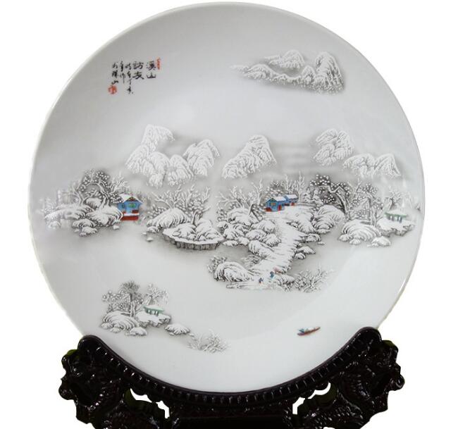 Custom Chinese ceramic display plate gift plate