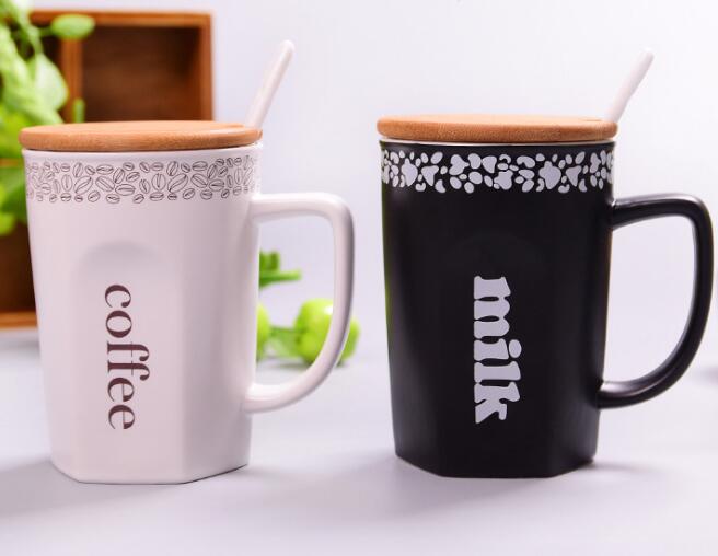 Matte creative ceramic mug mug with lid