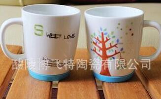 Daily ceramic cup with silica gel cover and silica gel cover bottom cup