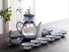 Blue and white porcelain tea set