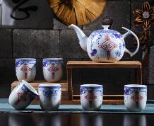 Ceramic 7 blue and white porcelain tea set Japanese style