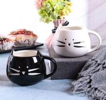 Cat face ceramic cup  marble ceramic cup Breakfast milk coffee cup