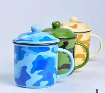 Imitation enamel cup  ceramic mug with lid