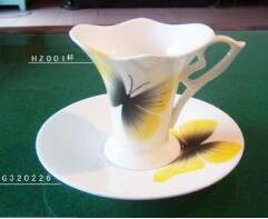 Butterfly ceramic coffee cup and dish
